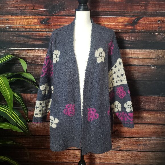 Natural Life Calla Jacquard Cardigan Sweater Soft Thick Warm Oversized Gray - Picture 5 of 9